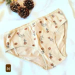 شورت زنانه نخی قواره دار برند ال کیم طرح دار رنگ کرم سایز XL تا 3XL - Image 4